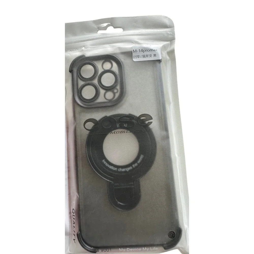Mobile Case iPhone 14 Pro Max Clear Protective Cover‎ with Ring Holder Black